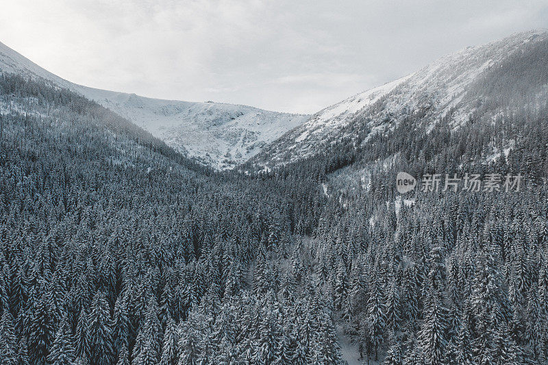 雪山中的山谷景色