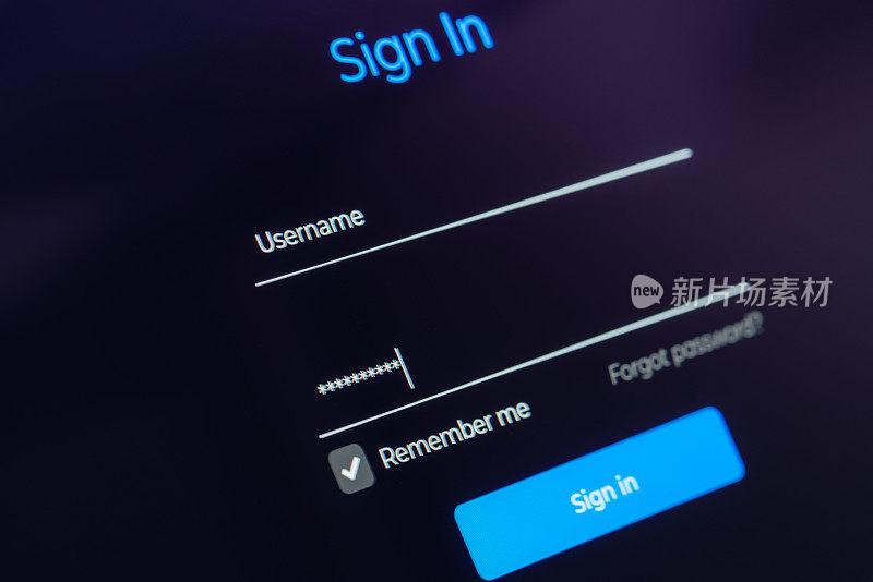 登录在线表单。网络安全概念形象。