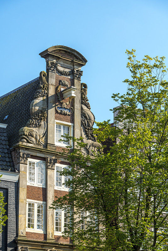 荷兰三角墙房子，阿姆斯特丹。