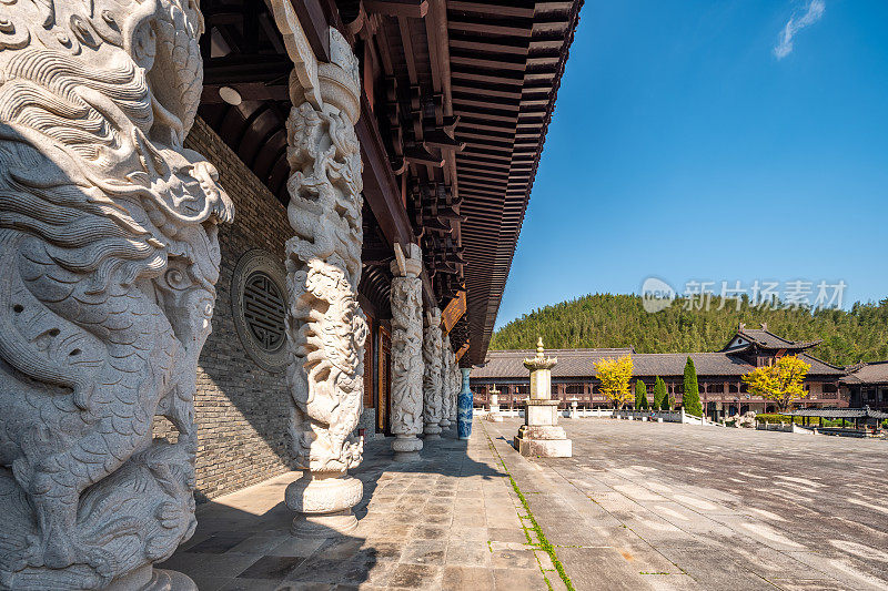 中国江西寺庙和古建筑的航空摄影