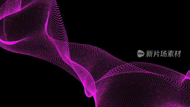 由粒子组成的抽象图形。现代声波均衡器。矢量抽象背景与动态波，点，线和紫色粒子。