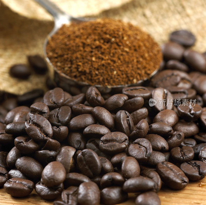 咖啡豆和研磨咖啡
