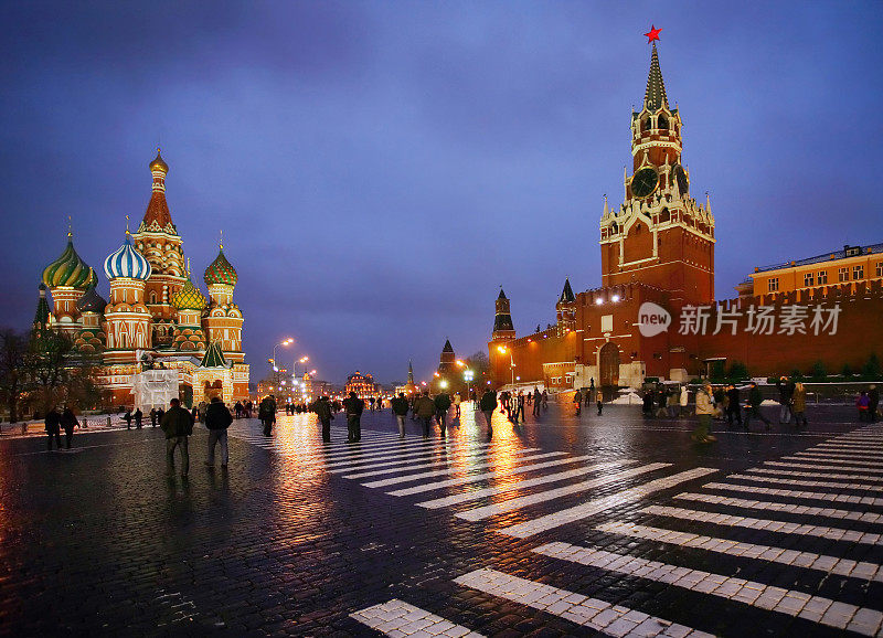 黄昏时分莫斯科红场的街景