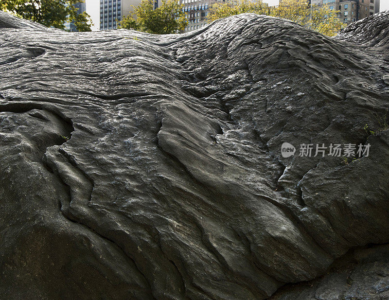 纽约中央公园曼哈顿的冰川岩石形成
