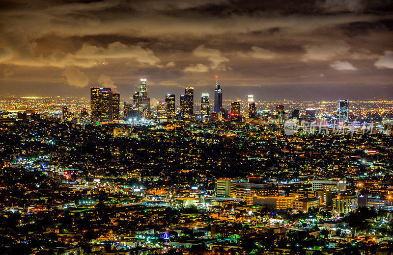 洛杉矶市区天际线-夜晚