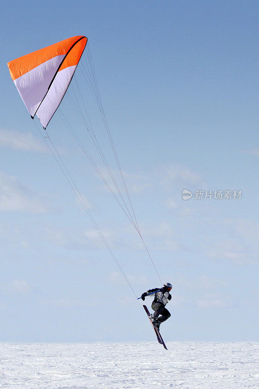 一个人用降落伞跳伞