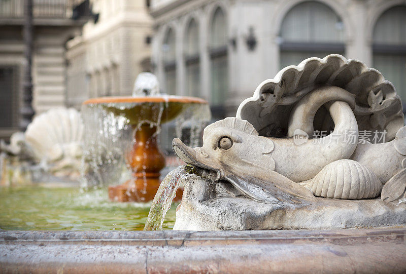 意大利罗马的海豚喷泉