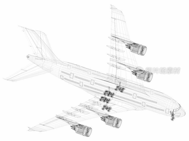 3D草图架构抽象飞机A380-03