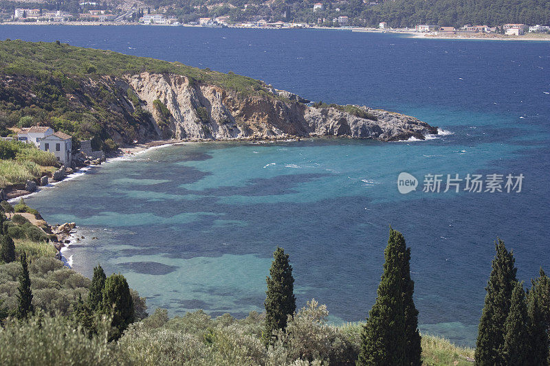 萨摩斯的海岸线全景