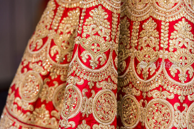 传统印度冬季纱丽的细节
