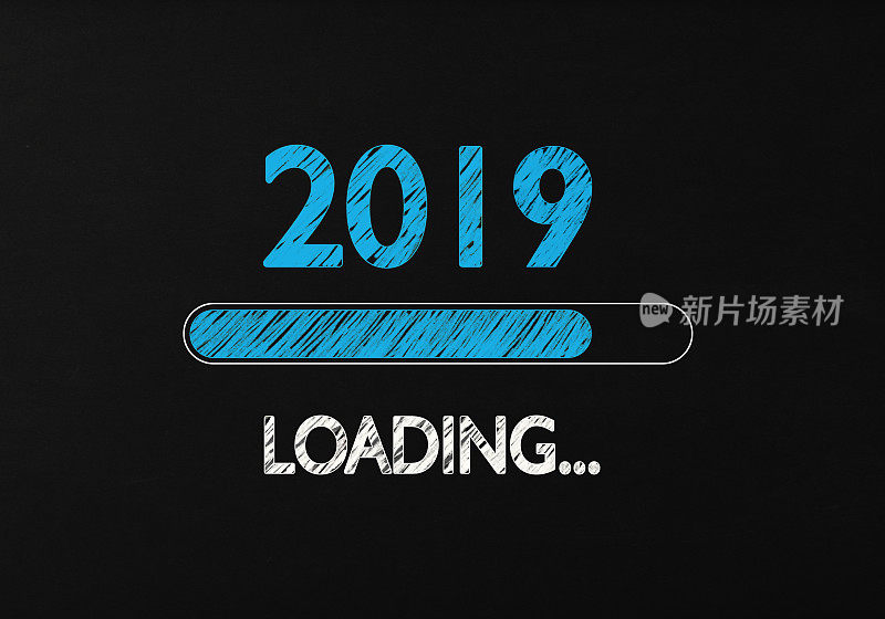 粉笔画:在黑板上加载新年2019