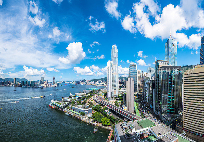 香港的天际线。