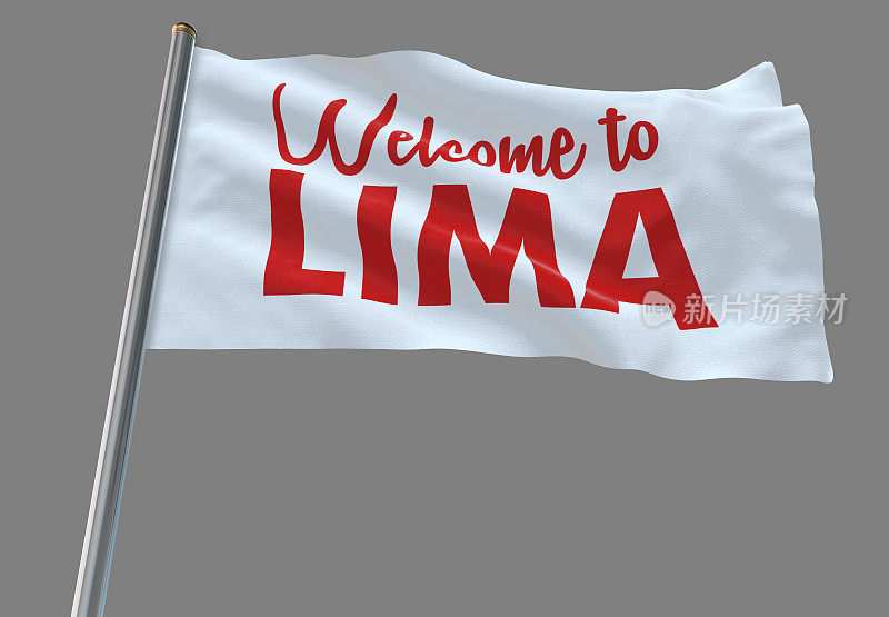 欢迎挥舞旗帜来到利马。包括剪切路径，以便您可以放置自己的背景