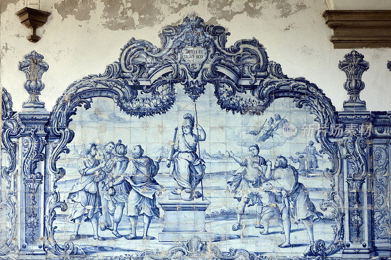 葡萄牙手画瓷砖在教堂的圣彼得神职人员