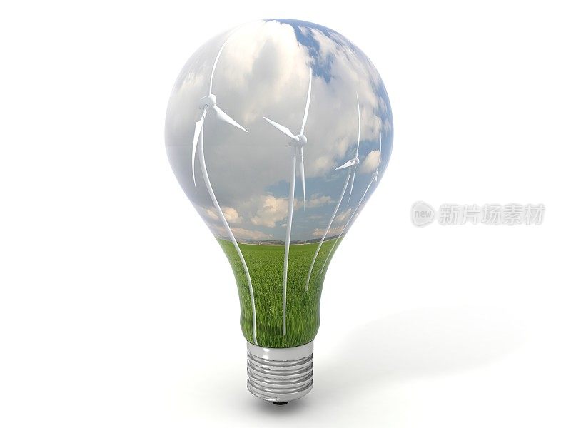 风力涡轮机可再生能源电灯泡