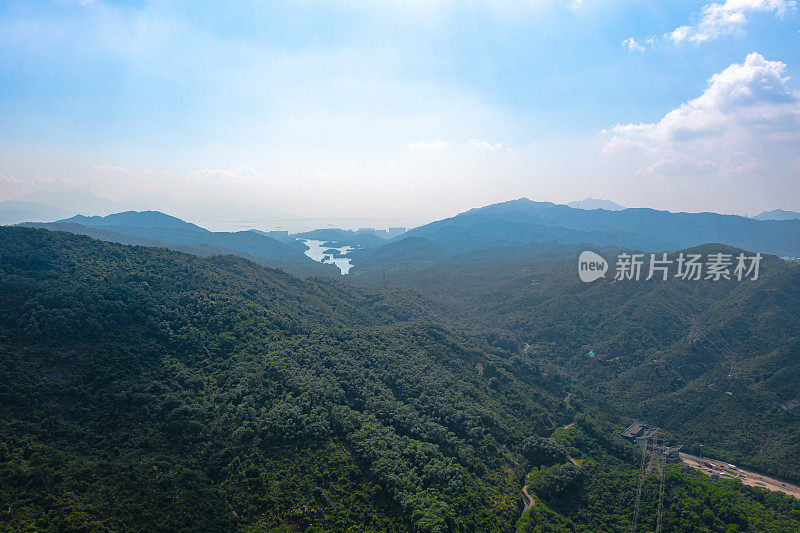 香港元朗山区的无人机视图