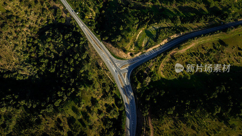 葡萄牙南部非城市地区路径和道路的航拍图像