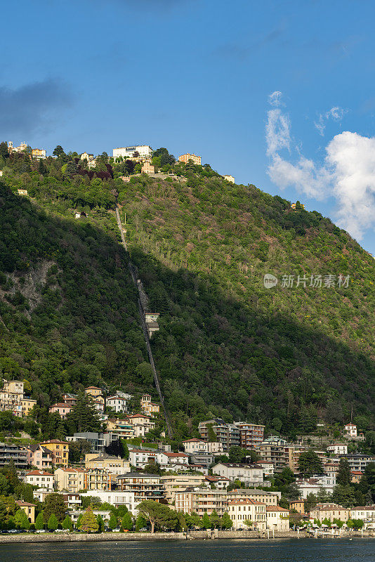 意大利科莫湖山坡上的房屋