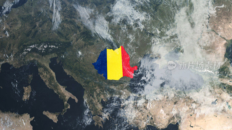 罗马尼亚国旗装饰地图