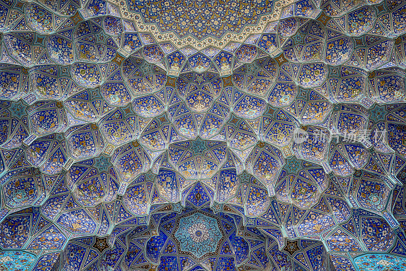 伊朗伊斯法罕伊玛目广场沙阿清真寺的瓷砖