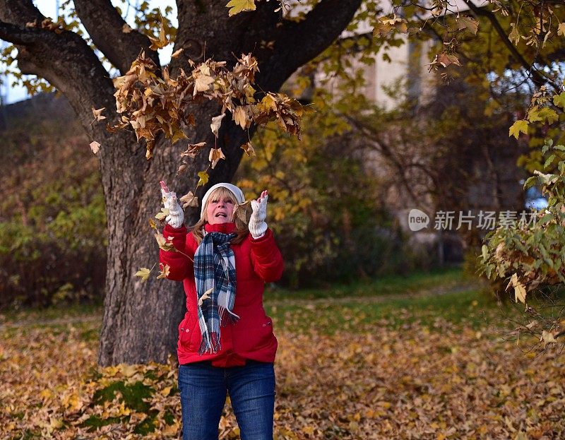 老女人在玩秋叶