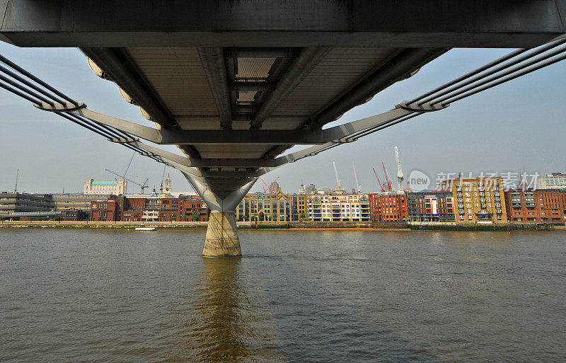 从下面俯瞰英国伦敦的千禧桥