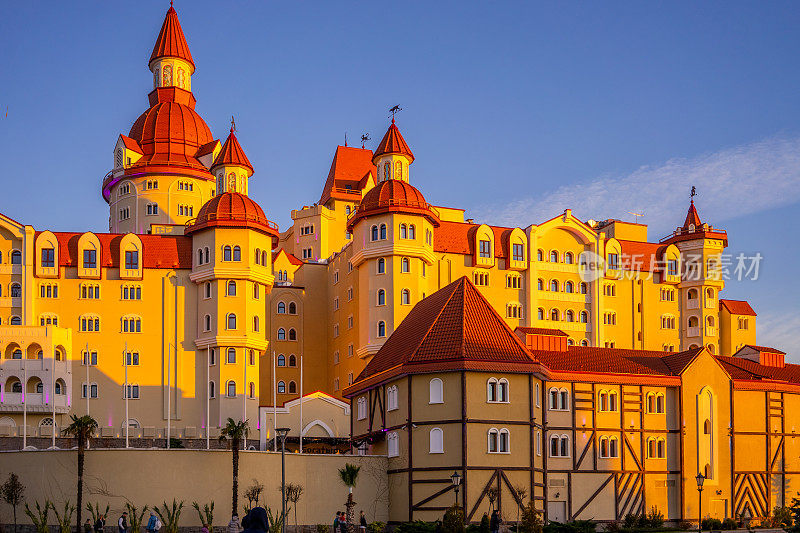 以城市景观为视角的酒店以城堡的形式呈现。
