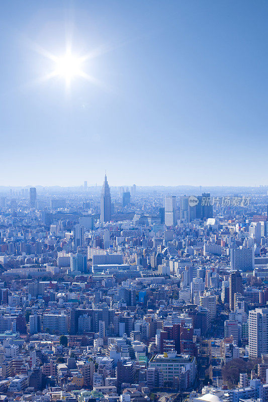 城市上空晴空万里。东京,日本