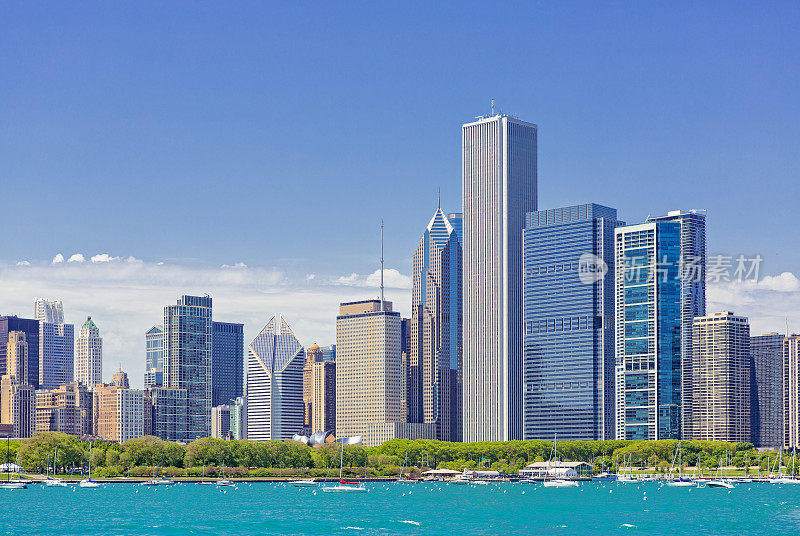 芝加哥海港和城市景观