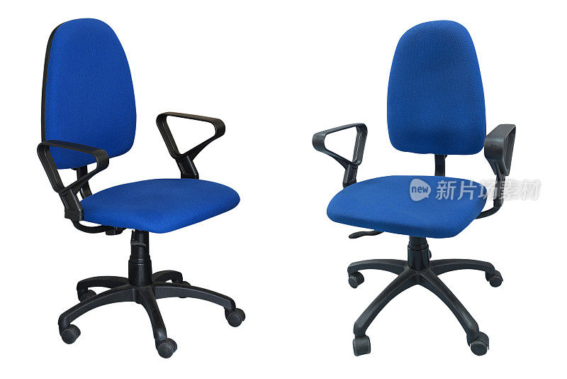 两台蓝色椅子电脑
