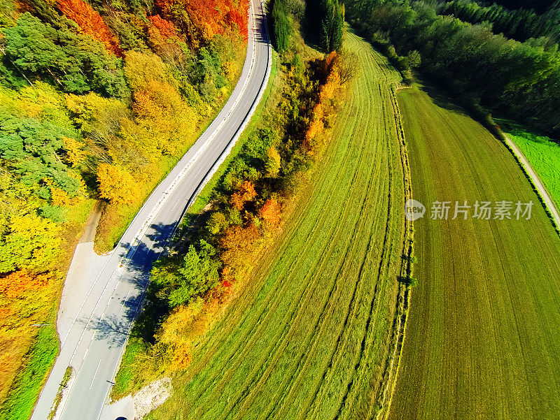 乡村公路鸟瞰图