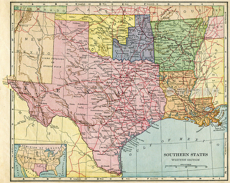 1896年南部各州地图