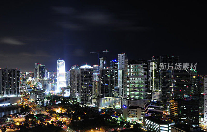 充满活力的迈阿密brickell之夜