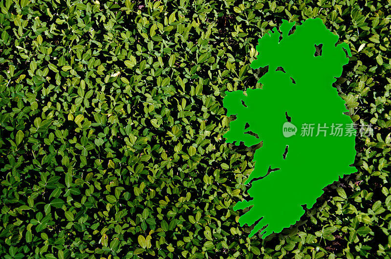 爱尔兰的地图……绿色三叶草背景