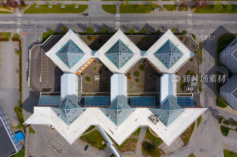 从空中俯瞰Kista建筑，斯德哥尔摩