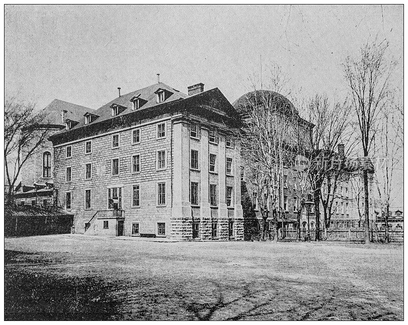 加拿大蒙特利尔的古老黑白照片:圣玛丽学院