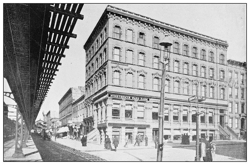 纽约的古董黑白照片:十九区银行