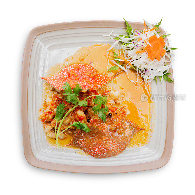 泰国菜，糖醋蟹。包括剪切路径。