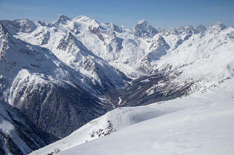 高加索山脉之间多雪的山谷