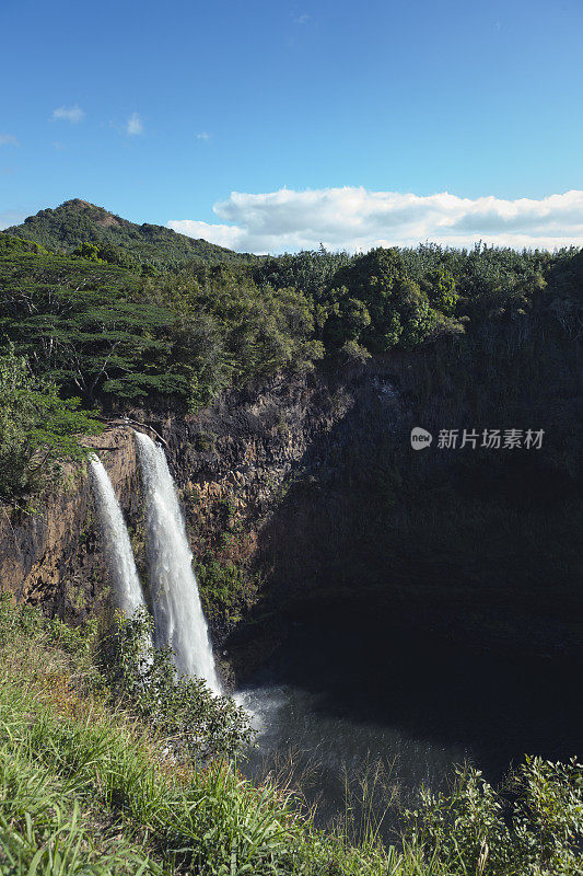 夏威夷考伊岛的怀卢阿瀑布