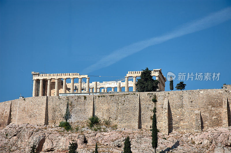 希腊雅典，雅典卫城山上的帕台农神庙