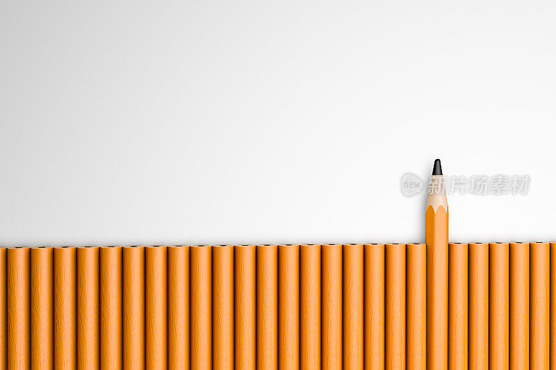 3d插图彩色铅笔在白色的背景