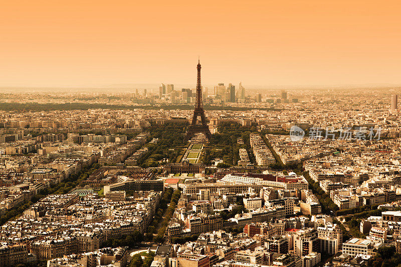 巴黎日落鸟瞰图