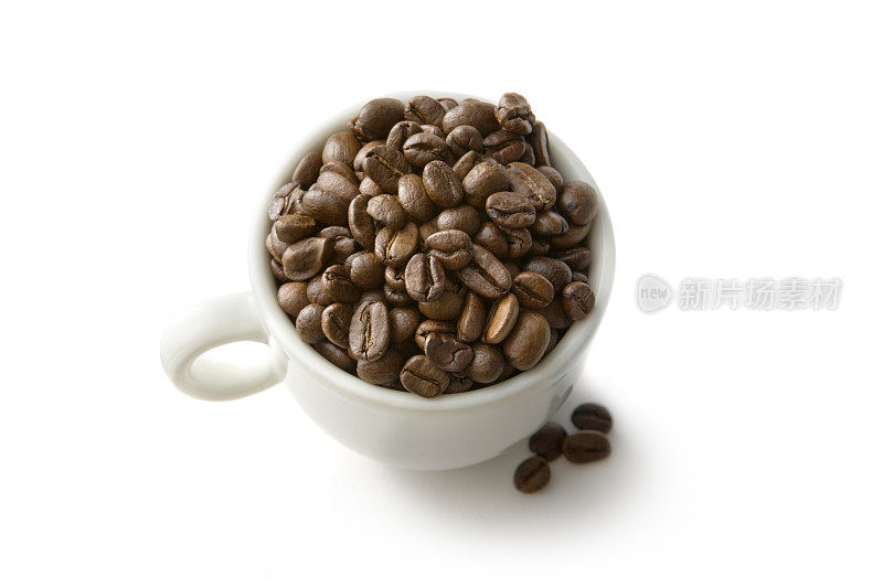 咖啡:咖啡豆和杯子