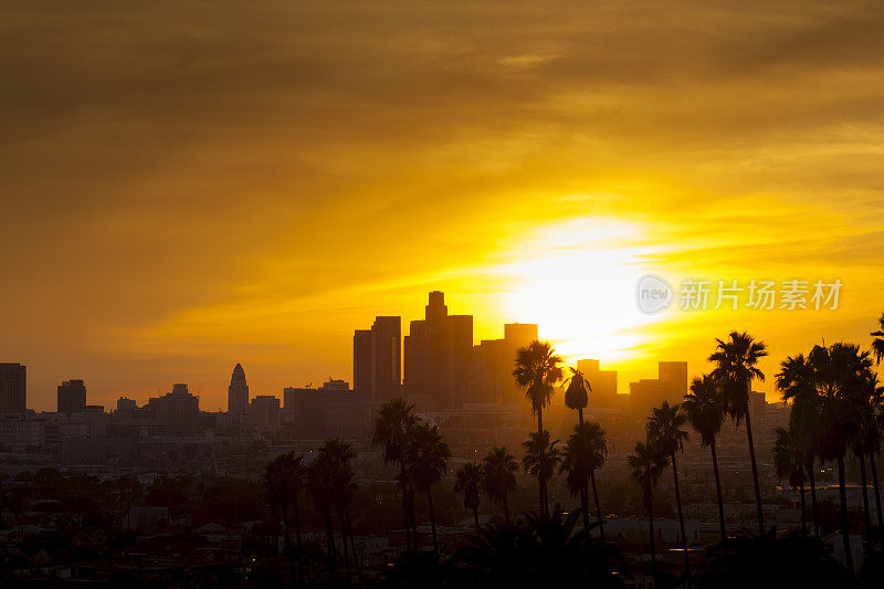 洛杉矶市中心日落