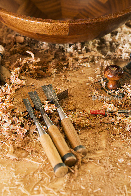 木匠的凿子。木工工具。