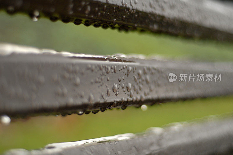 雨后受保护的木材。