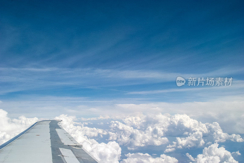 飞机机翼和云