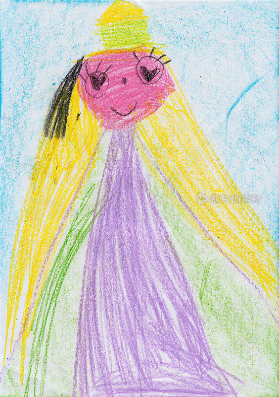 孩子画一个仙女。