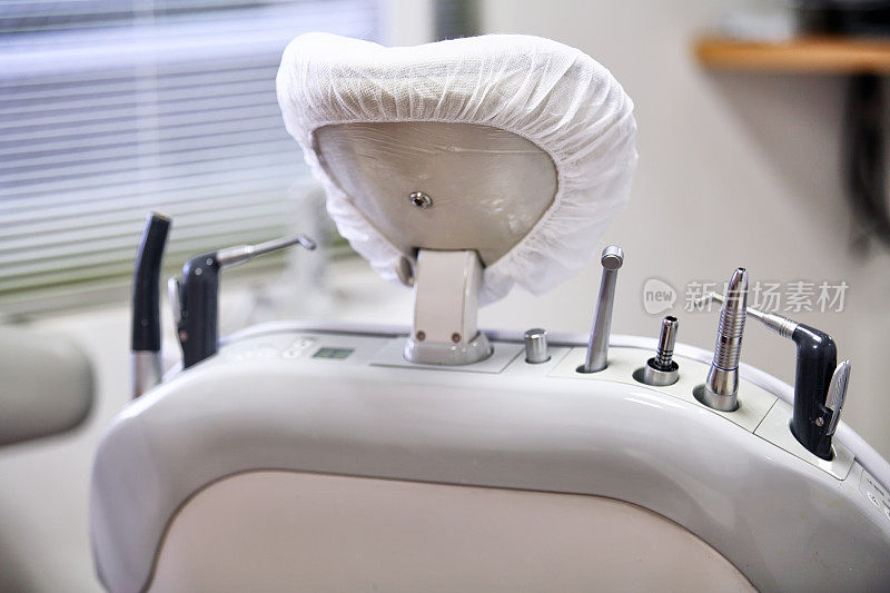 一个牙医的椅子的特写